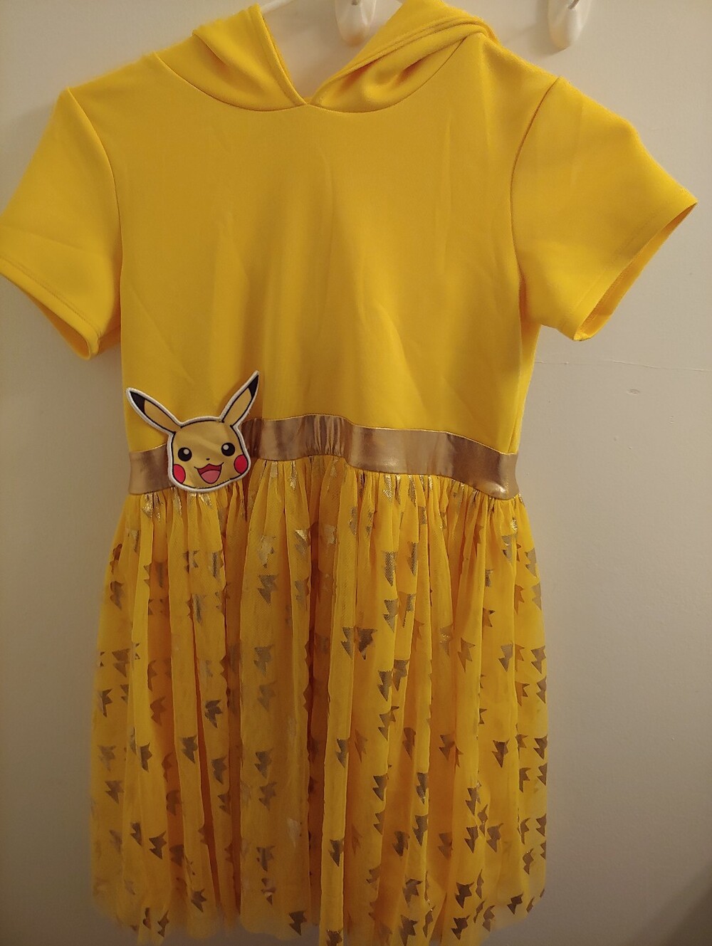 Girls Pokemon Pikochu Hooded Dress Size XL (14-16)